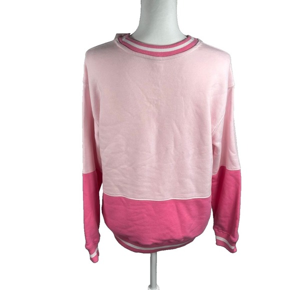 NWT Sanrio Hello Kitty Sweatshirt Sweater Womens Sz M‎ Pink Colorblock Soft - Picture 2 of 5